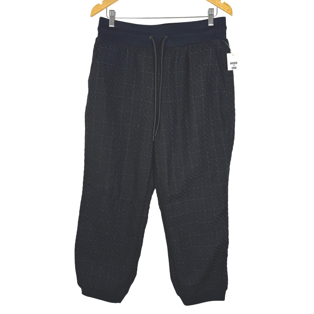 Mode of One Mens Regular Fit Tapered Leg Tweed Jogger Pants Deep Black M NEW
